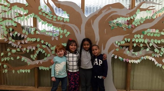New Rochelle Trinity’s Waste Free Tree Filling up with Leaves