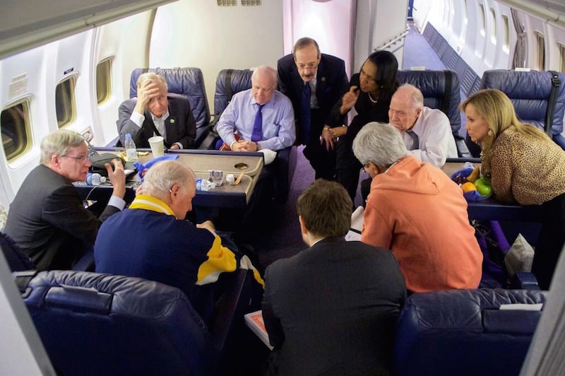 Rep. Elliott Engel on Secretary of State's plane.