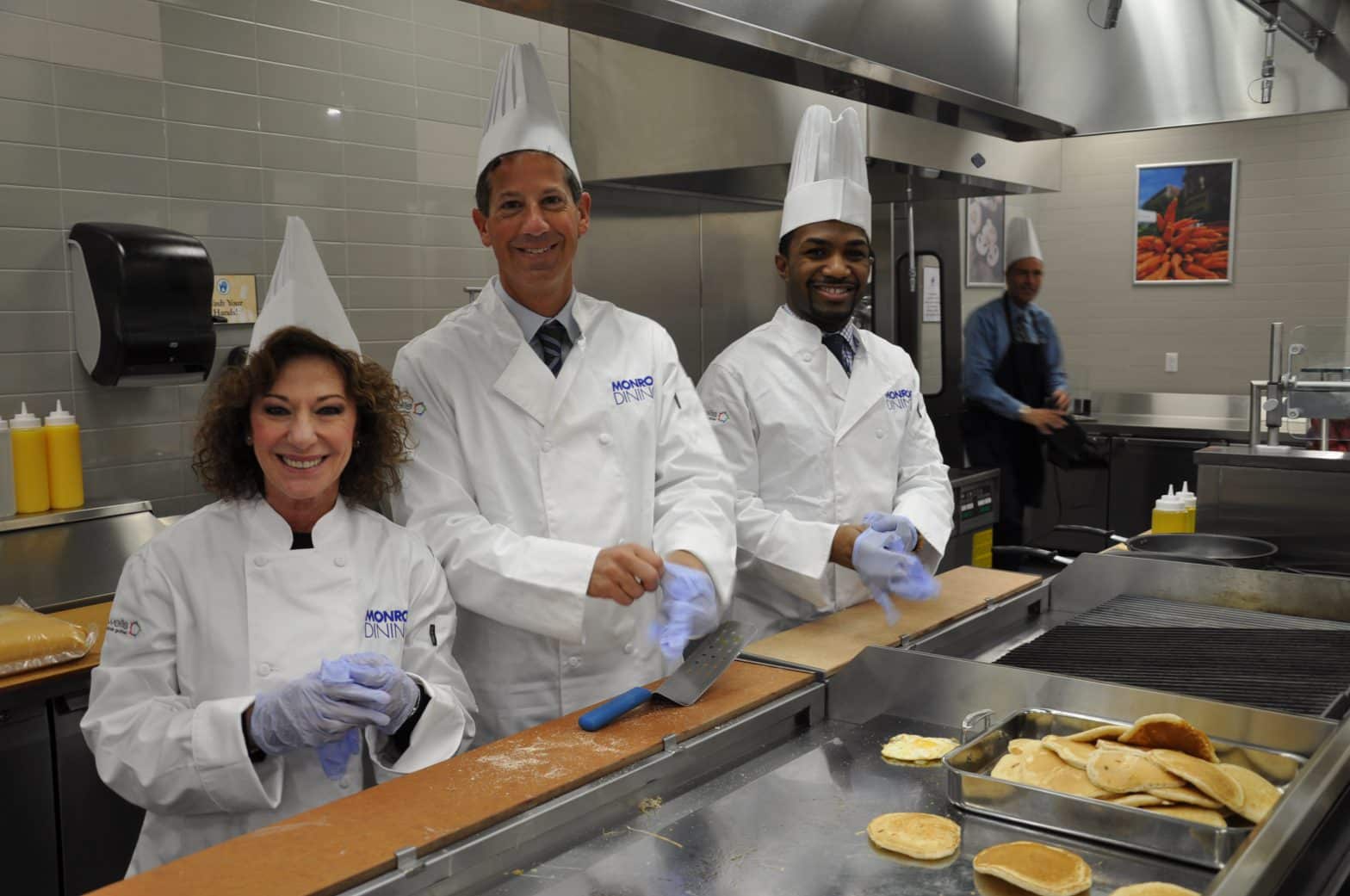 Guess Who was Flipping Pancakes at the New Monroe College Dining Facility this Morning
