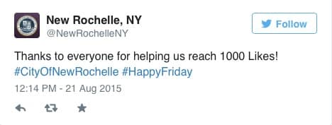 City of New Rochelle Celebrates 1,000 Likes