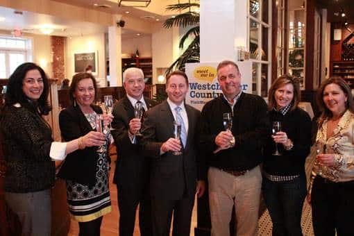 From left: Natasha Caputo, director of Westchester County Tourism, Janet Crawshaw, publisher of The Valley Table magazine, Legislator Francis Corcoran, Westchester County Board of Legislators, Westchester County Executive Robert P. Astorino, Jim and Mary Anne Sullivan, owners of Pearl Restaurant Group and Lisa Snyder, Manager and Events Coordinator of Lexington Square Café.