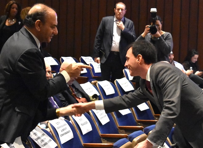 New Rochelle Mayor Noam Bramson Greets Farooq Kathwari at Last Night's State of the City Address