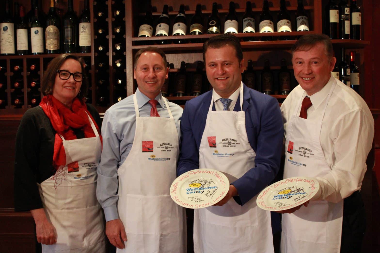 (Pictured left): From left to right, Westchester County Executive Robert P. Astorino joined Janet Crawshaw, publisher of The Valley Table magazine with Benjamin Prelvukaj and Benjamin Sinanaj, owners of Benjamin Steakhouse, to kick off Hudson Valley Resta