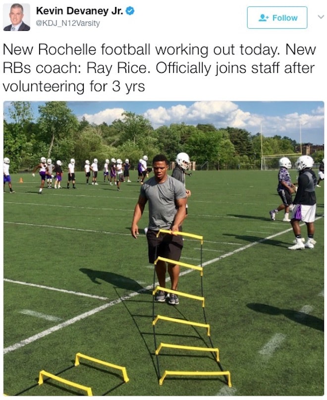 News12 Tweet on Ray Rice coaching NRHS football