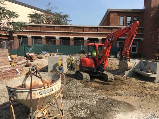 Main Entrance on Clove Road under construction at New Rochelle High School