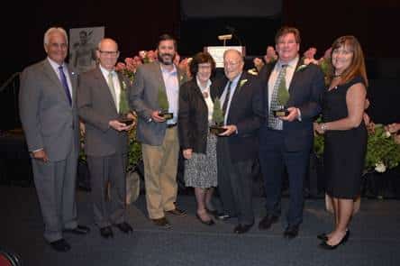 From left: Joe Stout, Executive Director, Westchester Parks Foundation; Honoree John Baker; Honoree Scott Vaccaro; Honorees Betsy and Wally Stern; Honoree Ken Puff; and Westchester County Parks Commissioner Kathy O’Connor.