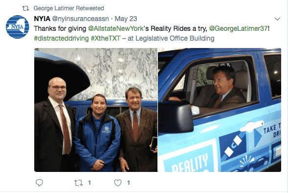 George Latimer Promoting Insurance Industry Campaign Against Distracted Driving