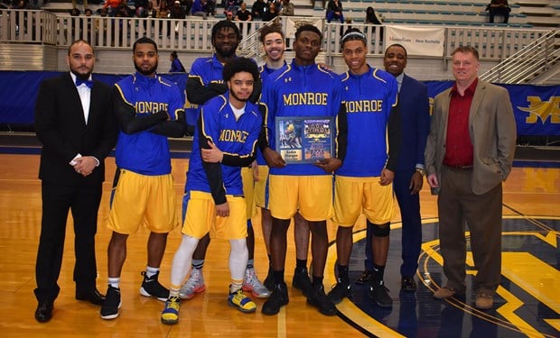Monroe Men’s Basketball Scores Last-Minute Victory over Harcum to Claim Region’s Top Seed on Sophomore Night