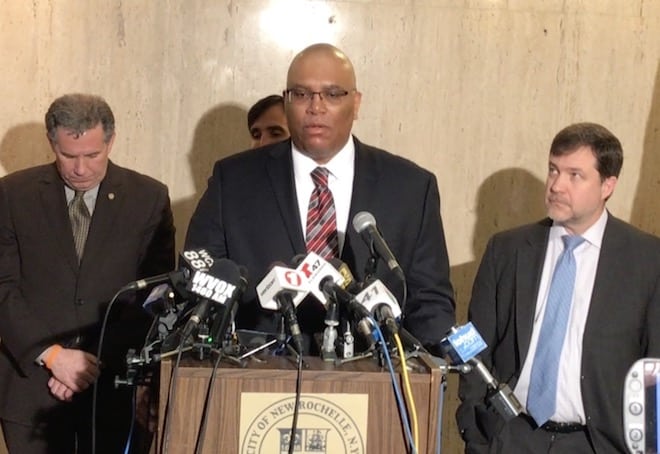 Reginald Richardson speaks at press conference at New Rochelle City Hall a day after death of Valaree Schwab