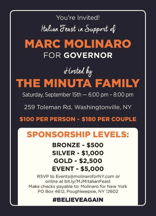 Italian Feast in support of Marc Molinaro for Governer