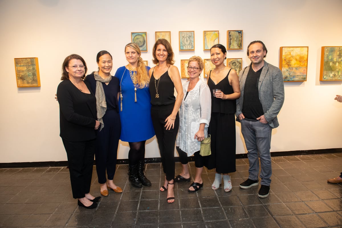 Artist from Waxing Poetic Exhibition: Deborah Winiarski, Sui Park, PAC Director Charlotte Mouquin, Curator Katharine Dufault, Melissa Rubin, Cecile Chong and Gene Kiegel. Michael David was not present, but will be there for the talk.