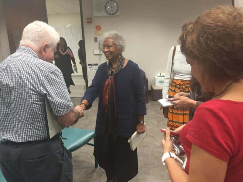 Alice Walker came to New Rochelle High School to speak Wednesday.