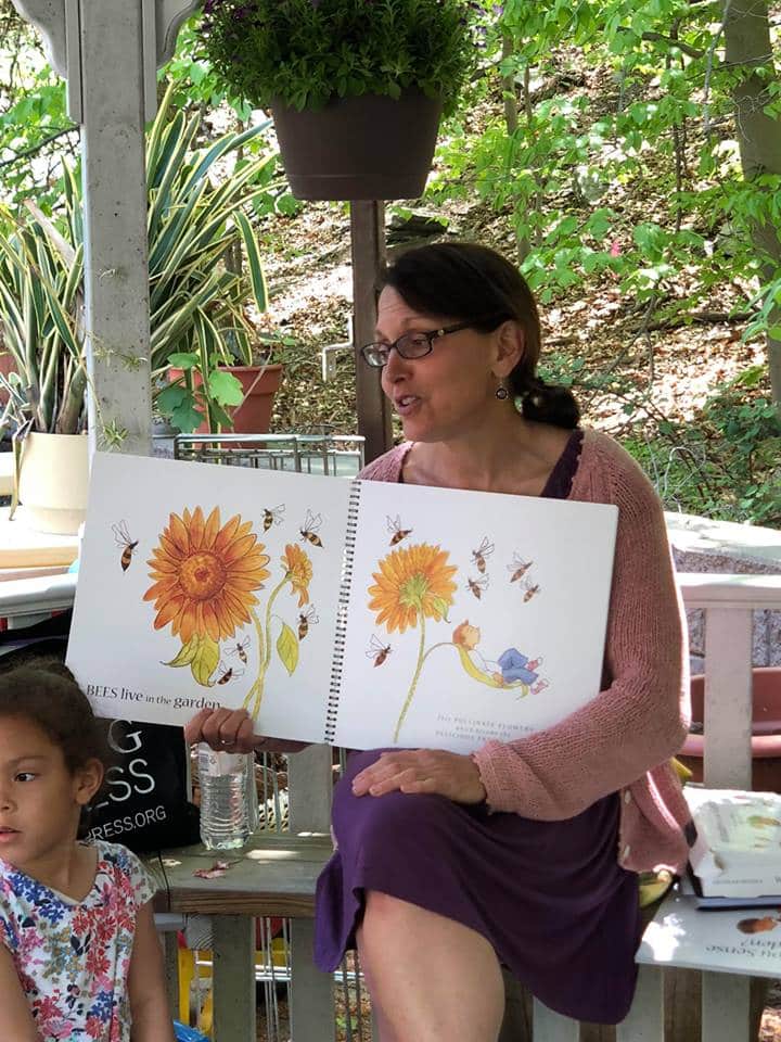 Anne Mattola, a children's book author and gardening educator from the The New York Botanical Garden visited recently to read to the students