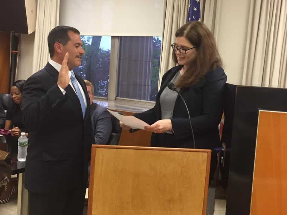 Christopher Daniello Sworn in by Board President Rachel Relkin