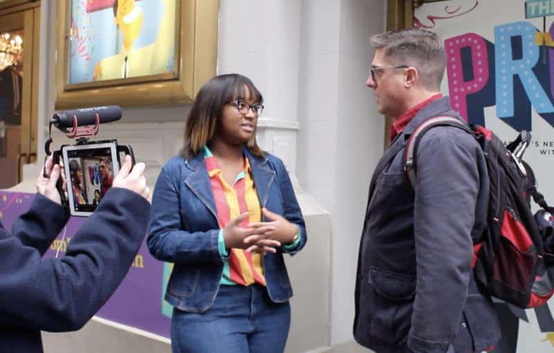 Mackenzie Harding, a junior, interviews actor Christopher Sieber.