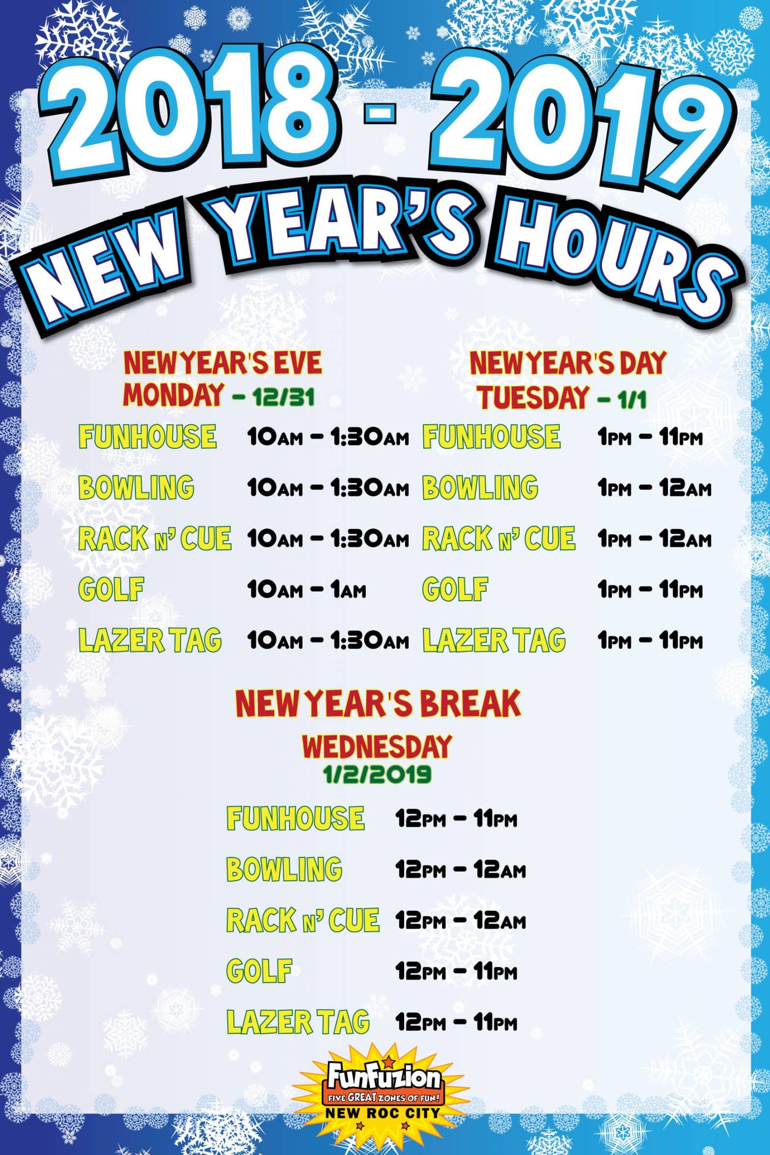 New Year's Hours