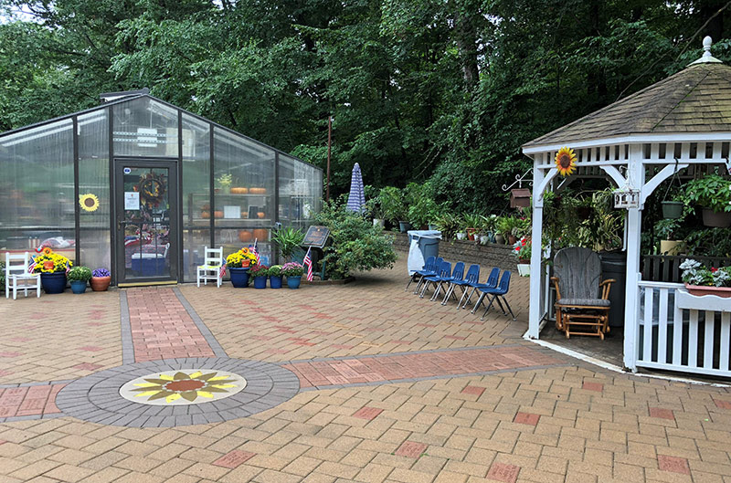 Amy's Greenhouse, with patio and gazebo, at the Henry Barnard Early Childhood Center.