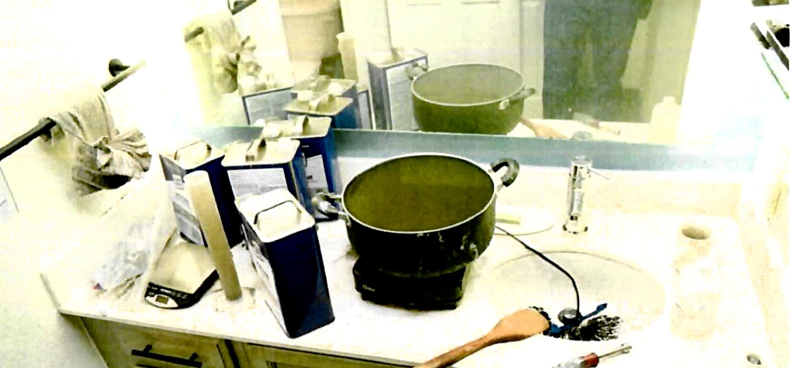 NRPD Crime Scene Photo of Bathroom in Room 728 at Residence Inn in New Rochelle, NY.