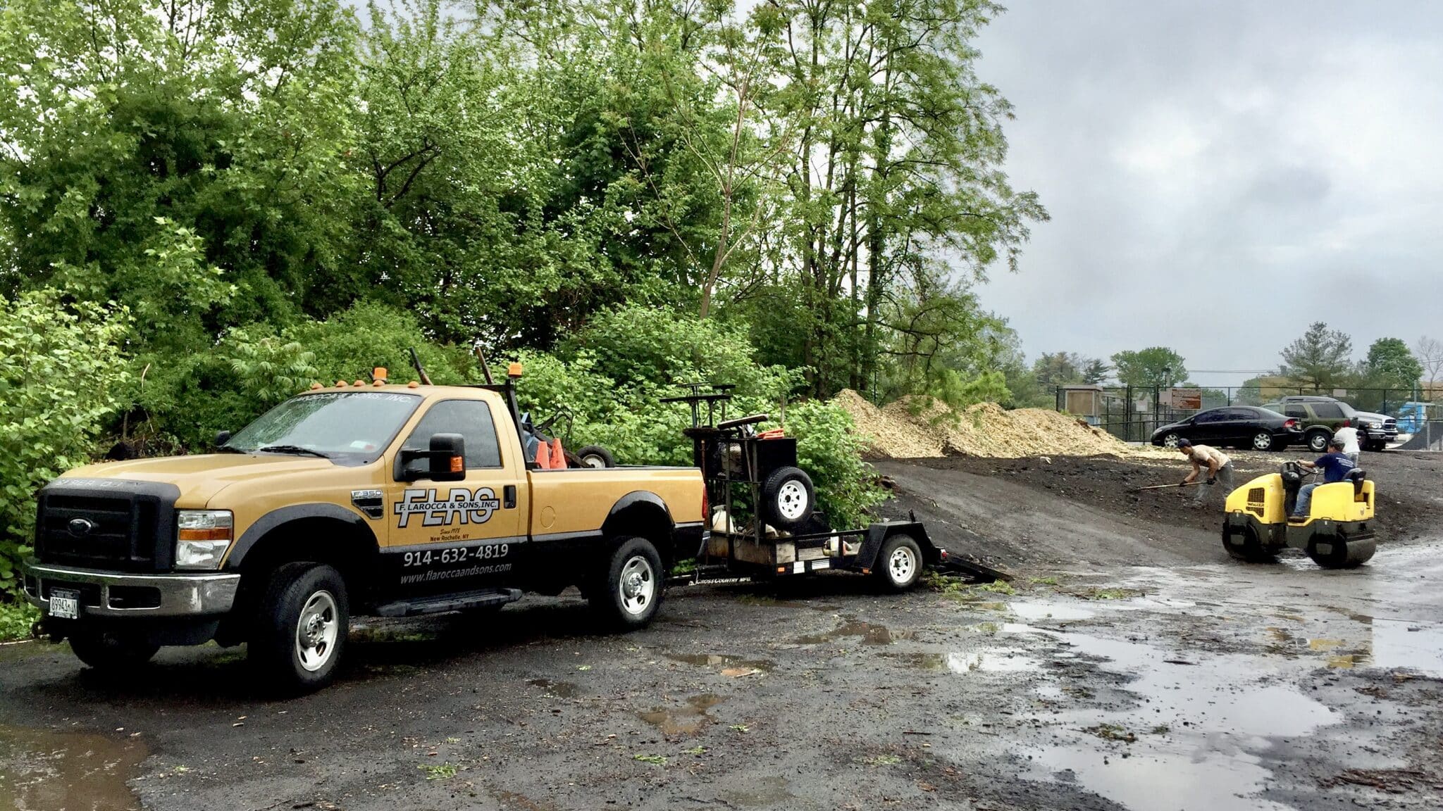 Flavio La Rocca and a crew of workers leveling trees and greenery on public land adjacent to City Park on May 16, 2025