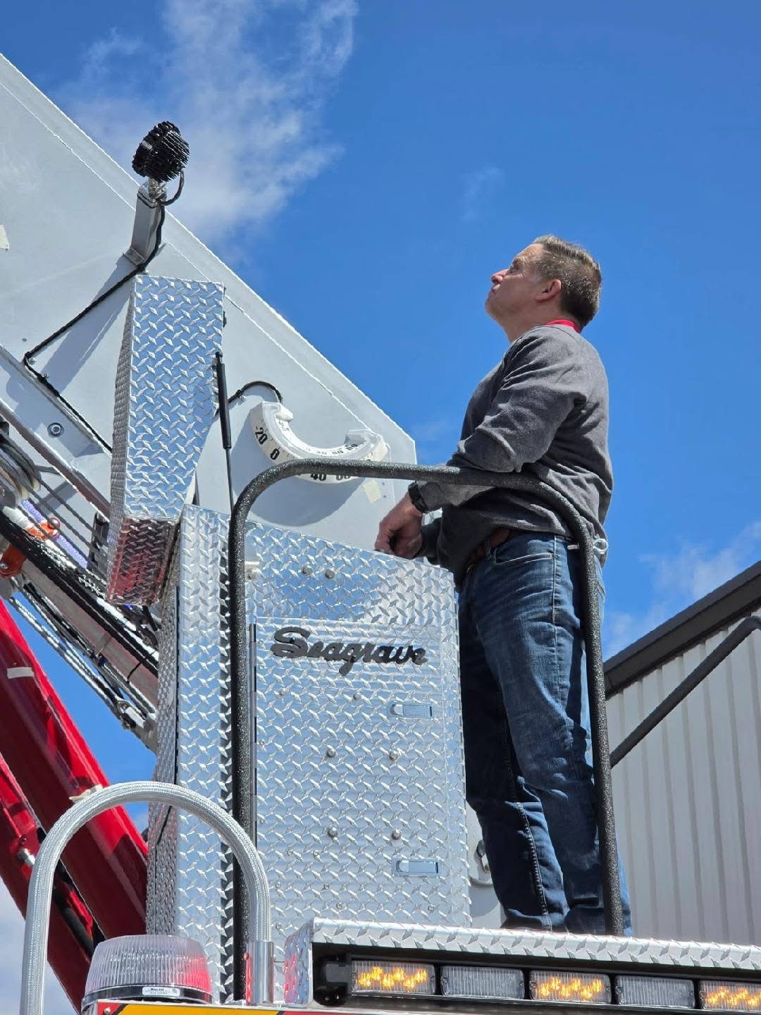 NRFD Chief Andrew Sandor inspects the new equipment.